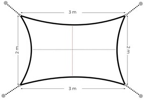 Obdĺžniková tieniaca plachta/ tienidlo 2x3 m, béžová