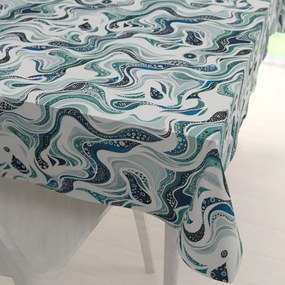 Biante Bavlnený obdĺžnikový obrus Sandra SA-587 Modro-zelené designové vlnky na mintovom 100x140 cm