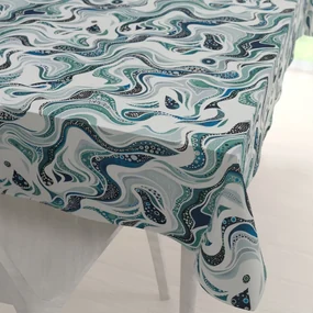 Biante Bavlnený obdĺžnikový obrus Sandra SA-587 Modro-zelené designové vlnky na mintovom 60x100 cm