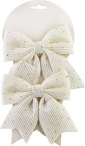 Sada 2 ks vánočních dekorativních mašlí Santa Lila 13,5x14,5 cm bílá