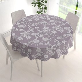 Biante Dekoračný okrúhly obrus PM-045 Zámocké kvety na pastelovo fialovom Ø 110 cm