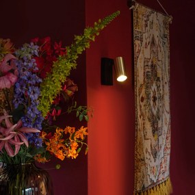 Nástenná lampa čierna so zlatom nastaviteľná s vypínačom - Jeana Luxe