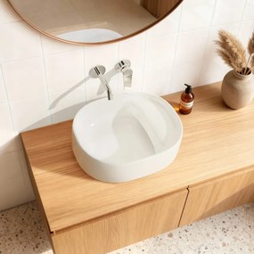 Invena Elara, umývadlo na dosku 460x370x135 mm, biela lesklá, INV-CE-03-P46-Y