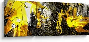 Obraz - Futbal vo veľkomeste (s hodinami) (90x30 cm)