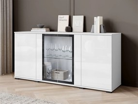 Komoda s dvierkami Hedvis SB 154 4D, Farby: biela / biely lesk, Osvetlenie: osvetlenie LED biele