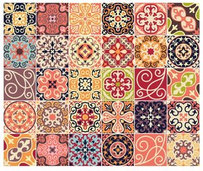 Sada 30 nástenných samolepiek Ambiance Cement Tiles La Valette, 10 × 10 cm