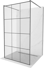 Mexen Kioto, sprchová zástena Walk-In 100 x 200 cm, 8mm sklo čierny vzor, grafitový profil, 800-100-002-66-77