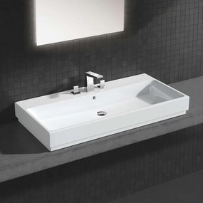 GROHE Cube Ceramic obdĺžnikové umývadlo na dosku s otvorom, s prepadom, 1000 x 490 mm, alpská biela, s povrchovou úpravou PureGuard, 3947500H