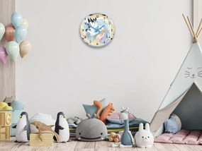 Dětské nástěnné hodiny Mirro Čáp 30 cm vícebarevné
