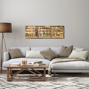 Obraz - Nábrežná štvrť, Portugalsko (s hodinami) (90x30 cm)