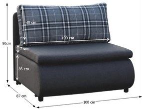 Rozkladacie kreslo, sivá/vzor káro, KENY NEW