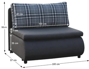 Rozkladacie kreslo, sivá/vzor káro, KENY NEW