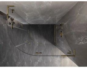 Mexen Lunar, L pravý polkruhový sprchový kút 100 x 80 cm, 8mm číre sklo, zlatý profil, 833L-100P-080L-50-00