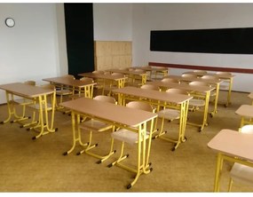 Učiteľská stolička čalúnená, svetlo modrá