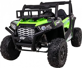 Ramiz Buggy UTV Off-roader pre deti Zelená + diaľkové ovládanie + nosič batožiny + pomalý štart + EVA + MP3 LED