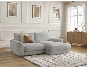 Svetlosivá rohová pohovka z textílie buklé (pravý roh/s leňoškou) Leonore – Bobochic Paris