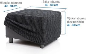 Super strečové poťahy RUBINIA antracitová taburetka (40 - 60 cm)