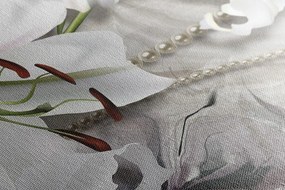 Obraz biela ľalia s perlami