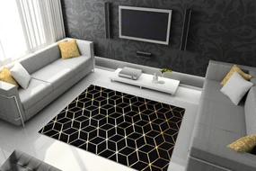 Koberec, Behúň GLOSS 409C 86 Kocky, glamour, art deco čierno / zlatý