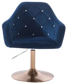 LuxuryForm DESIGN Kreslo ROMA VELUR na zlatom tanieri - modré