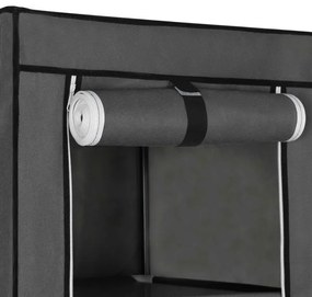 Úložná textilná skriňa s policami a vešiakovou tyčou MATIS 150x175 cm sivá