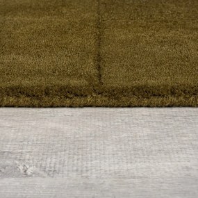 Kaki ručne tkaný vlnený behúň 60x230 cm Checkerboard – Flair Rugs