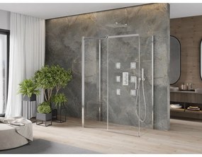 Mexen Omega, 3-stenný sprchovací kút s posuvnými dverami 140 (dvere) x 80 (stena) cm, 8mm číre sklo, chrómový profil, 825-140-080-01-00-3S