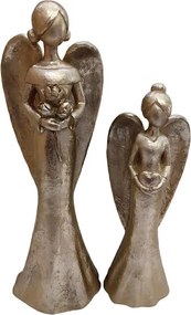 Set 2ks zlatých antik anjelov - 11*9*33 / 9*7*26 cm