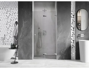 Mexen, Mexen Lunar-F pravé sklápacie sprchové dvere 75 cm, transparentné, chróm - 836-075-000-01-00-P