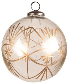 Transparentná vianočná sklenená ozdoba so zlatým zdobením - Ø 15*15 cm
