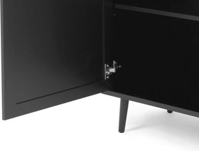 Vysoká vitrína Vienna, čierna/výplet