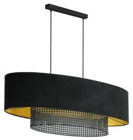 Duolla - Luster na lanku DOUBLE OVAL RATTAN 2xE27/15W/230V čierna/ratan