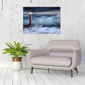 Obraz - Maják na útese (70x50 cm)
