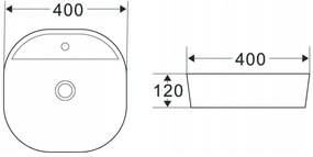 Invena Pejto, umývadlo na dosku 400x400x120 mm, biela lesklá, INV-CE-17-001-C