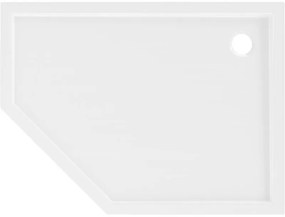 Mexen Flow Slim, pravostranná päťuholníková sprchová vanička 90 x 80 cm, biela lesklá, 46P108090R