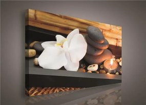 Obraz na stenu orchidea, sviečka 100 x 75 cm