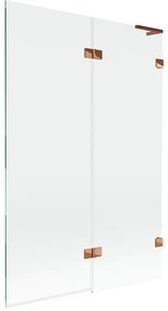 Mexen Lunar L, 2-krídlová vaňová zástena pravá 120 x 150 cm, číre sklo, ružové zlato, 897L-120-100-60-00-P