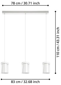 Eglo 901122-LED RGBW Stmievateľný luster na lanku CHIUSELLO-Z 3xLED/3,7W/230V biela