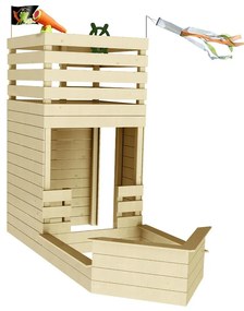 Drevený detský domček HACKER 133x315x228 cm