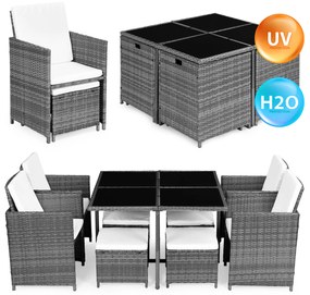 Sada záhradného nábytku z technoratanu, 4 kreslá, 4 taburetky, stôl MultiGarden