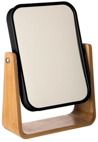 Stolové zrkadlo Natureo, čierna/s drevnými prvkami
