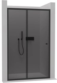 Cerano Varone, posuvné sprchové posuvné dvere 130x195 cm, 6mm šedé sklo, čierny profil, CER-CER-429535