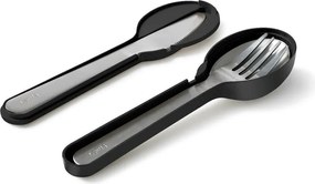 Čierne/v striebornej farbe antikoro cestovné príbory v súprave 3 ks To Go – Lékué