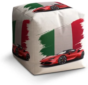 Sablio Taburet Cube Ferrari Talianska vlajka: 40x40x40 cm