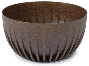 PLASTOVÝ KVETINÁČ STRIPPED ECO SADA 2KS 16X30 CM+15X24 CM TMAVOHNEDÁ