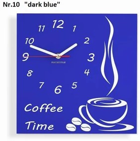 Coffee Time nástenné kuchynské hodiny tmavomodrá