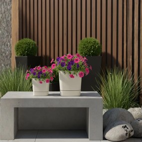 PLASTOVÝ KVETINÁČ CUBI 34X36,5 CM BÉŽOVÁ