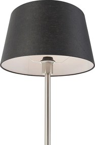 Moderná stolná lampa oceľ s čiernym tienidlom 35 cm - Simplo