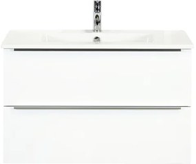 Kúpeľňový nábytkový set Pulse 90 cm s keramickým umývadlom biela vysoko lesklá