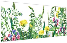 Obraz - Maľované lúčne kvety (120x50 cm)